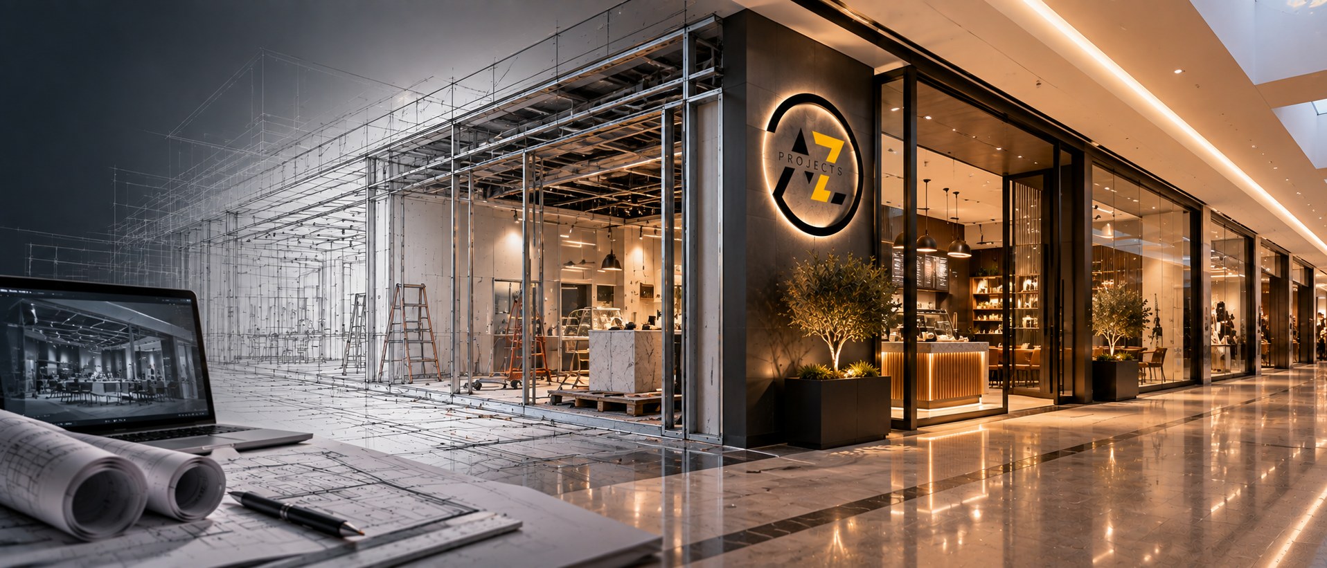 De l'esquisse au commerce livré, projet AZ Projects